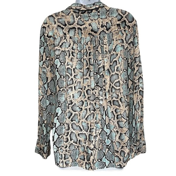 Karen Kane Womens Snakeskin Blouse Tie Front Long Sleeve Size XL - Picture 4 of 15